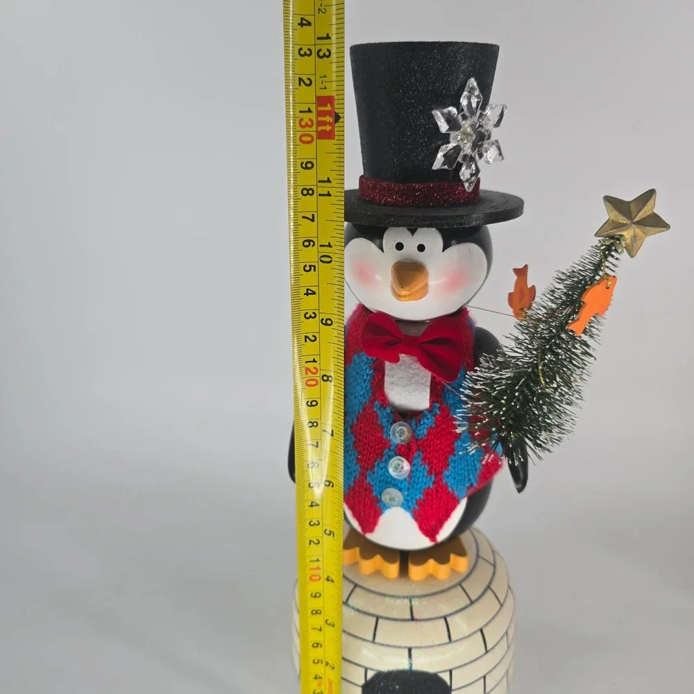 Pier 1 Penguin Nutcracker Christmas Igloo Top Hat Tree Figurine 13.5